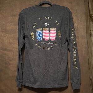 Simply Southern Charcoal Long Sleeve Tee with Patriotic Jars